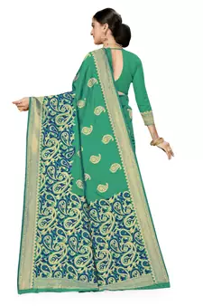 Green Woven Art Silk Saree With Blouse
