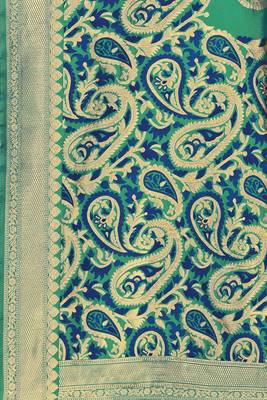 Green Woven Art Silk Saree With Blouse 4
