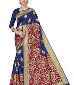 Blue Woven Art Silk Saree With Blouse