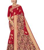 Red Woven Art Silk Saree With Blouse