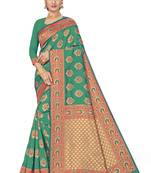 Green Woven Art Silk Saree With Blouse