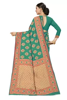 Green Woven Art Silk Saree With Blouse