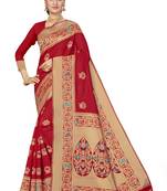 Red Woven Art Silk Saree With Blouse