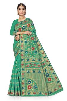Green Woven  Art Silk Saree With Blouse