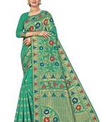 Green Woven Art Silk Saree With Blouse