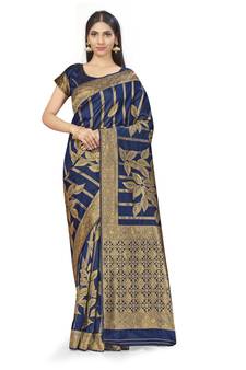 Blue Woven  Art Silk Saree With Blouse