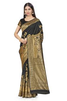 Black Woven  Art Silk Saree With Blouse