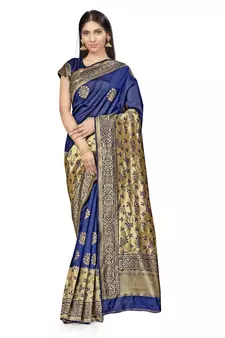 Blue Woven  Art Silk Saree With Blouse