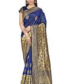 Blue Woven Art Silk Saree With Blouse
