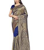 Blue Woven Art Silk Saree With Blouse