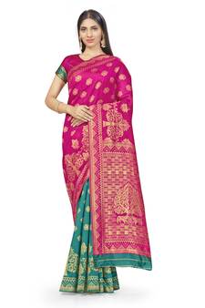 Green Woven  Art Silk Saree With Blouse
