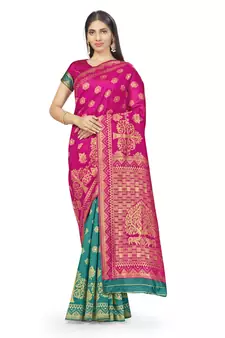 Green Woven  Art Silk Saree With Blouse