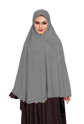 JSDC Women Daily Wear Sleeveless Strips Printed Stitched Organic Jersey Abaya Hijab 1
