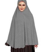JSDC Women Daily Wear Sleeveless Strips Printed Stitched Organic Jersey Abaya Hijab