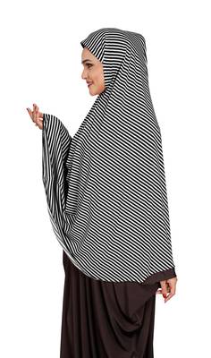 JSDC Women Daily Wear Sleeveless Strips Printed Stitched Organic Jersey Abaya Hijab 2