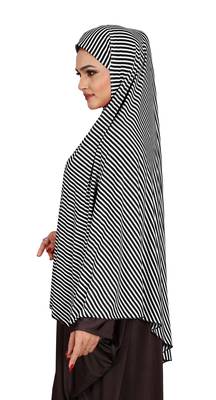 JSDC Women Daily Wear Sleeveless Strips Printed Stitched Organic Jersey Abaya Hijab 3