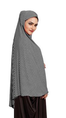JSDC Women Daily Wear Sleeveless Strips Printed Stitched Organic Jersey Abaya Hijab 4