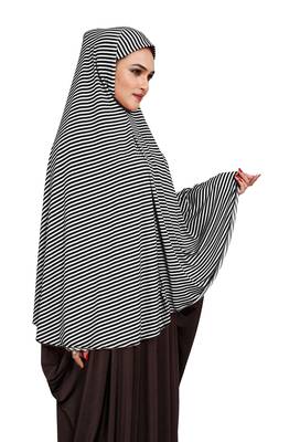 JSDC Women Daily Wear Sleeveless Strips Printed Stitched Organic Jersey Abaya Hijab 5