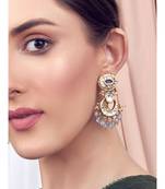 Grey Gold Tone Kundan Earrings