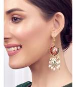Red and Gold Tone Meenakari Kundan Earrings