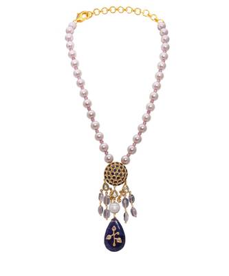 Pink White Blue Gold Tone Necklace Set 3