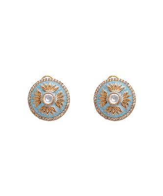 Blue White Gold Tone Meenakari Pearl Necklace Set 4