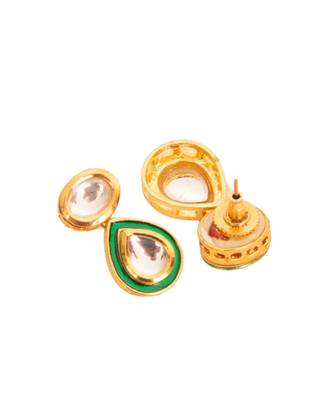 White Green Gold Tone Kundan Bridal Necklace Set 5