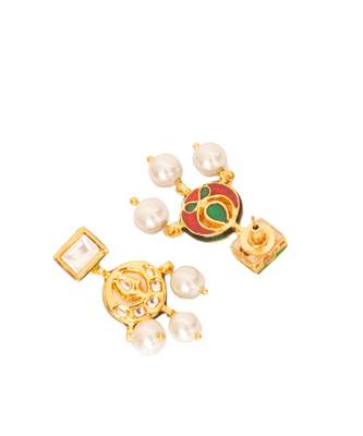 Grey Gold Tone Meenkari Kundan Necklace Set 5