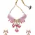 Pink Gold Tone Beaded Kundan Necklace Set