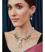 Amethyst Blue Gold Tone Kundan Necklace