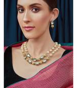 Meenakari Gold Tone Beaded Pearl Necklace Set