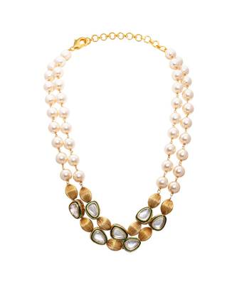 Meenakari Gold Tone Beaded Pearl Necklace Set 3