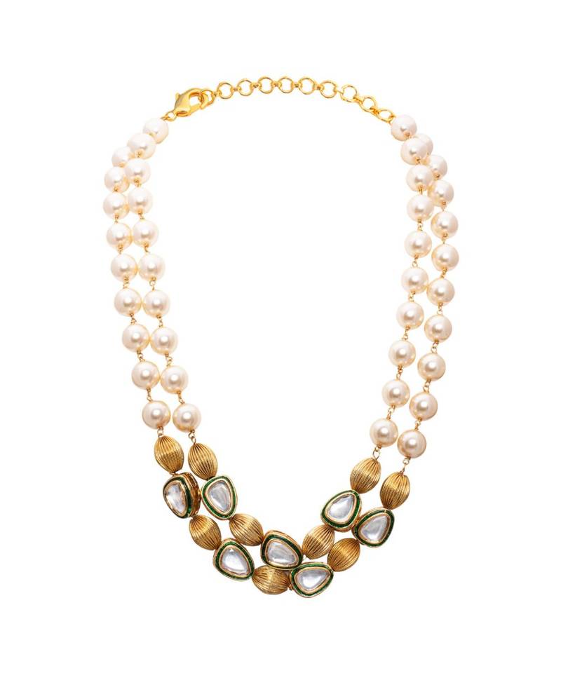 Meenakari Gold Tone Beaded Pearl Necklace Set