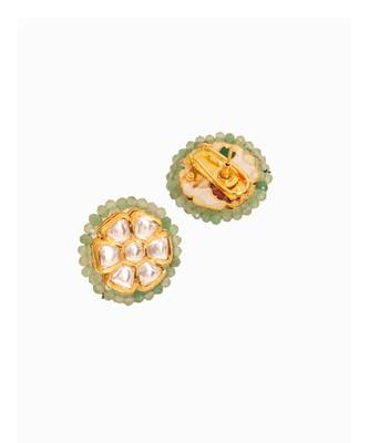 Green and White Pearl Kundan Necklace Set 5
