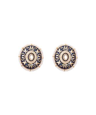 Orange White Blue Meenakari Pearl Necklace Set 4
