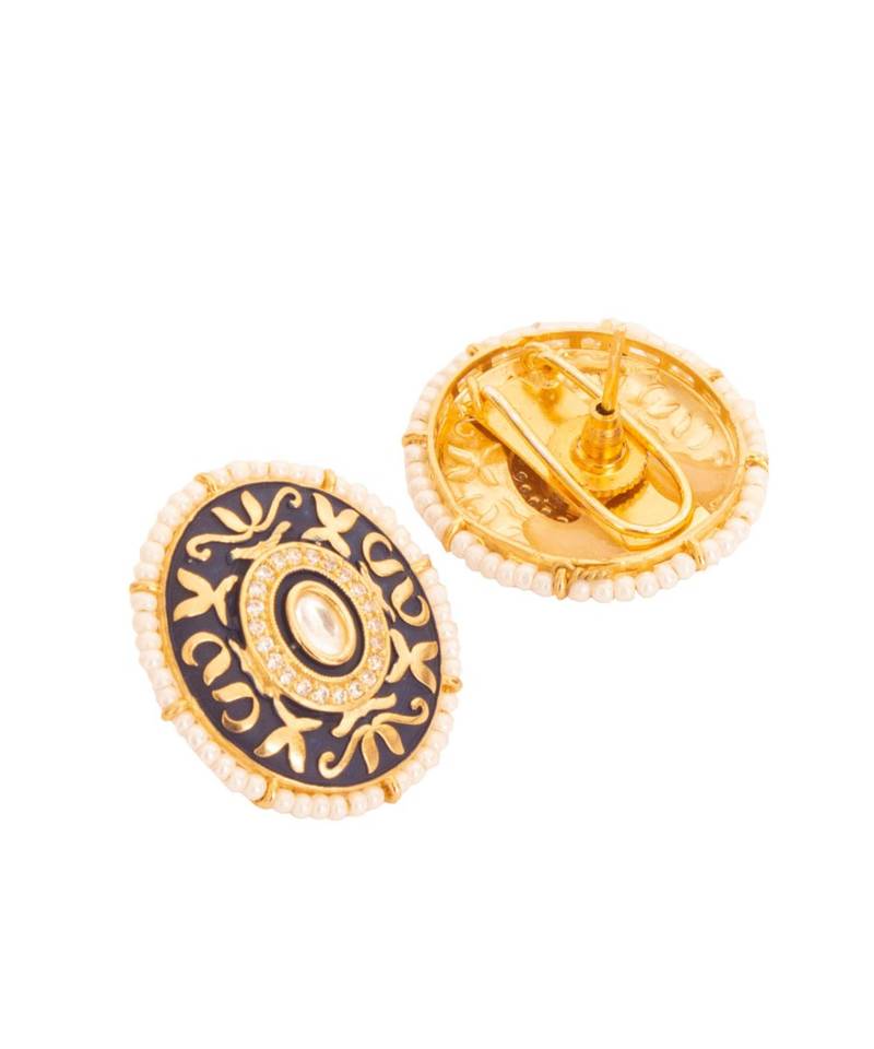 Orange White Blue Meenakari Pearl Necklace Set