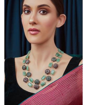 Green Black Red Kundan Necklace 1
