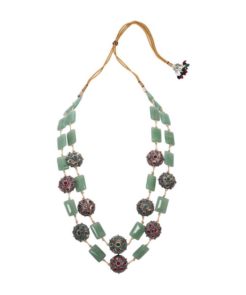 Green Black Red Kundan Necklace