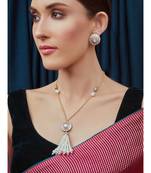 White Pink Gold Tone Kundan Necklace Set