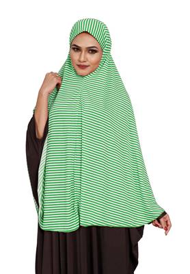 JSDC Women Daily Wear Sleeveless Strips Printed Stitched Organic Jersey Abaya Hijab 3