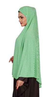 JSDC Women Daily Wear Sleeveless Strips Printed Stitched Organic Jersey Abaya Hijab 4