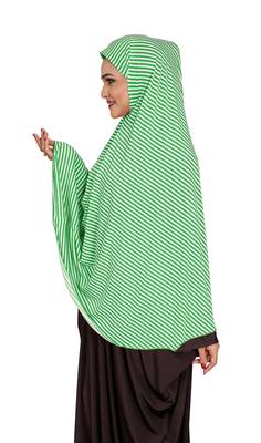 JSDC Women Daily Wear Sleeveless Strips Printed Stitched Organic Jersey Abaya Hijab 5