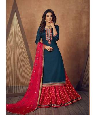 semi-stitched Pure Silk Ethnic Gowns 1