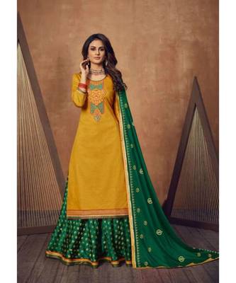 semi-stitched Pure Silk Ethnic Gowns 1