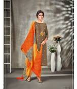 Off Brown Embroidery Modal silk unstitch straight fit churidar suits salwar suits