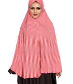 JSDC Women Modest Wear Sleeveless Strips Printed Stitched Organic Jersey Abaya Hijab