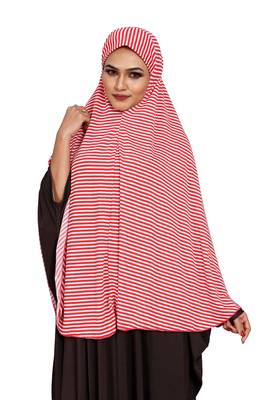 JSDC Women Modest Wear Sleeveless Strips Printed Stitched Organic Jersey Abaya Hijab 2