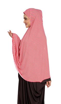 JSDC Women Modest Wear Sleeveless Strips Printed Stitched Organic Jersey Abaya Hijab 4