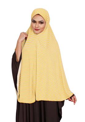 JSDC Women Daily Wear Sleeveless Strips Printed Stitched Organic Jersey Abaya Hijab 4