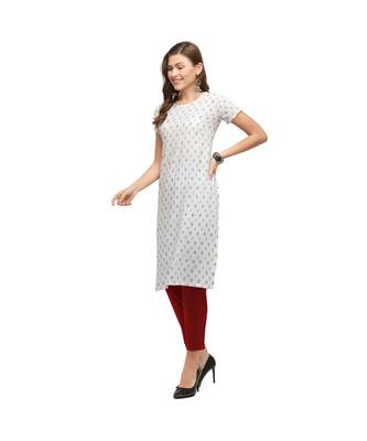 white Rayon Short Sleeves Printed Womens kurti 2